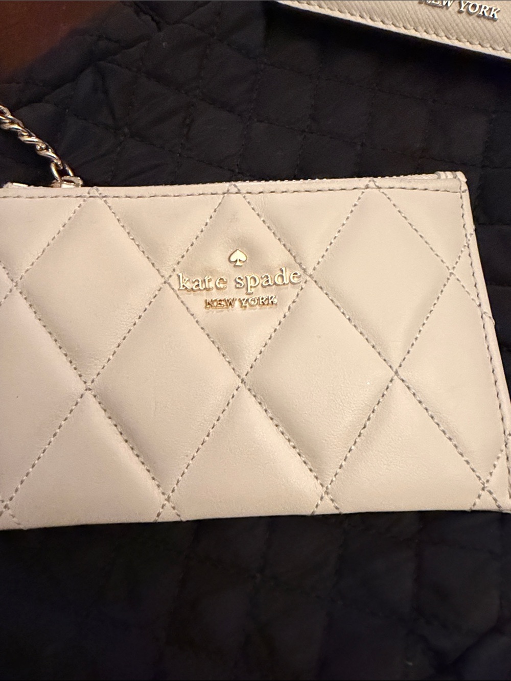 Kate Spade ♠️ Quilted Cream Leather Wallet/Card Holder
